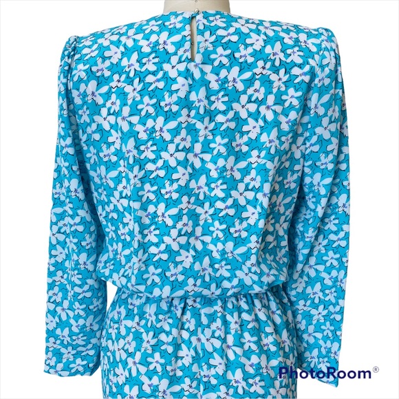 Vintage 80’s Pellini Petites Abstract Floral Midi Dress - Picture 8 of 16